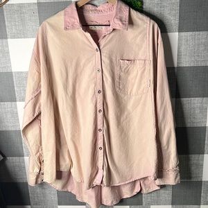 We Are The Free Long Sleeve Button Up Distressed